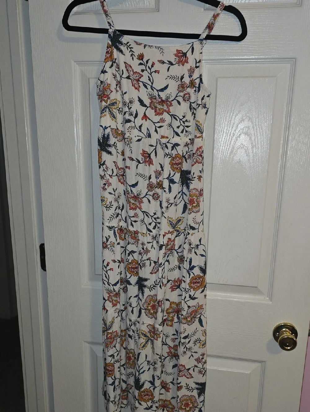 Old Navy Cream Floral Maxi Dress with Navy & Rust Accents